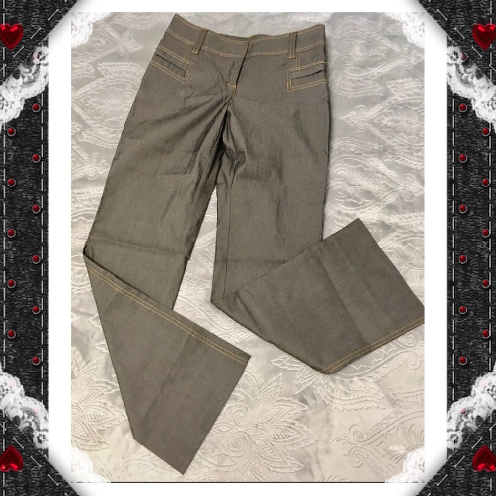 MetroStyle Yellow Thread Decorated Gray Pants